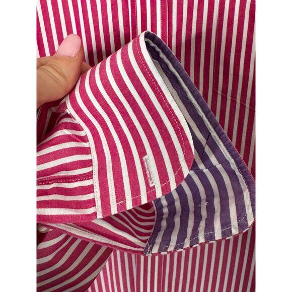 NWT Lacoste Slim Modern Fit Pink Stripe Button-Down Tailored Business Casual 42 - Picture 5 of 6